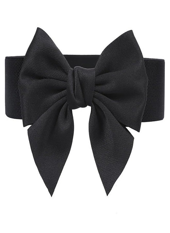 Vikodah Womens Vintage Wide Elastic-Waist-Belt with Bow Knot - Stretchy Wide Waistband Belts Corset Adorable Dress Accessory - Image 1